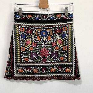 Lulus Embroidered Mini Skirt S Dont Stop the Party Black Boho Summer Party Short